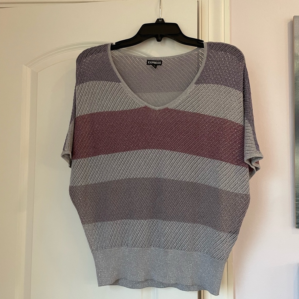 Offers Welcome shades of purple top  silver threads running through Express M